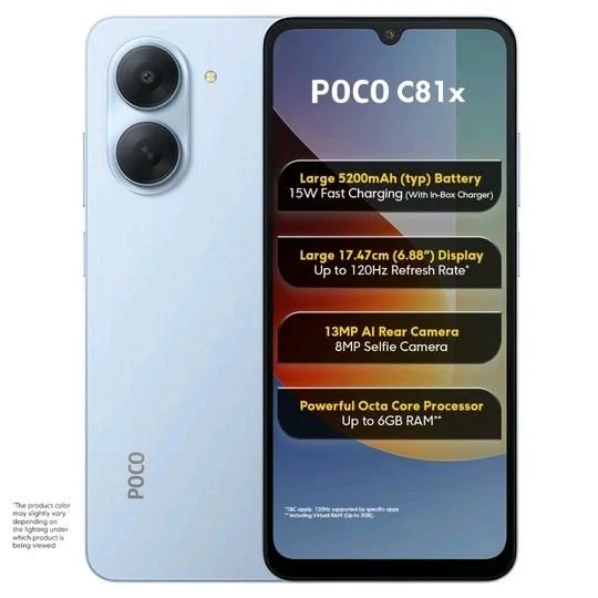 Oppo POCO C81x 64 GB, 3 GB RAM, Ice Blue, Mobile Phone