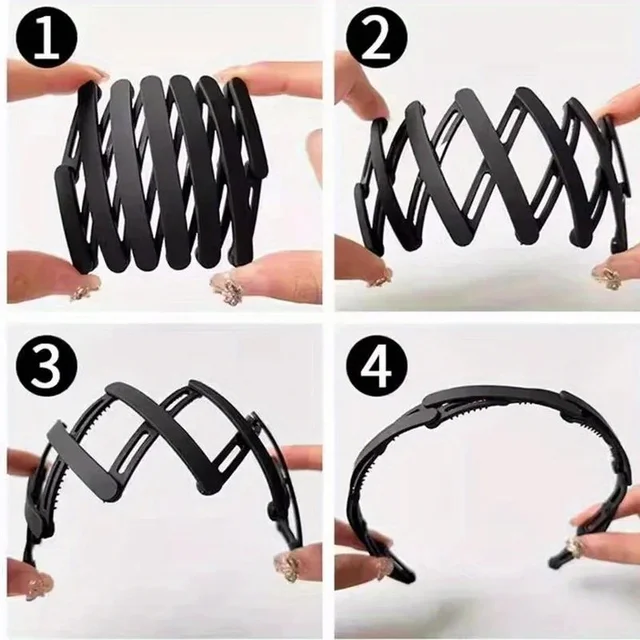 1 Pc Compact & Portable Retractable Hairband - Solid Color, Foldable Design for Travel & Everyday Use