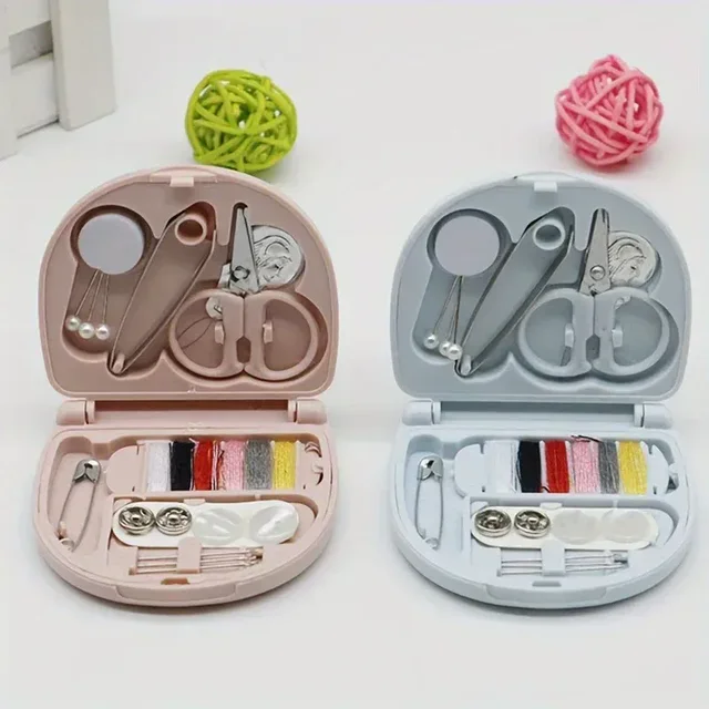 1 Pc Ultra-Portable Compact Sewing Kit: Complete Travel Essentials with Durable Mini Scissors, Assorted Buttons, Threads, and Emergency Repair Solutions
