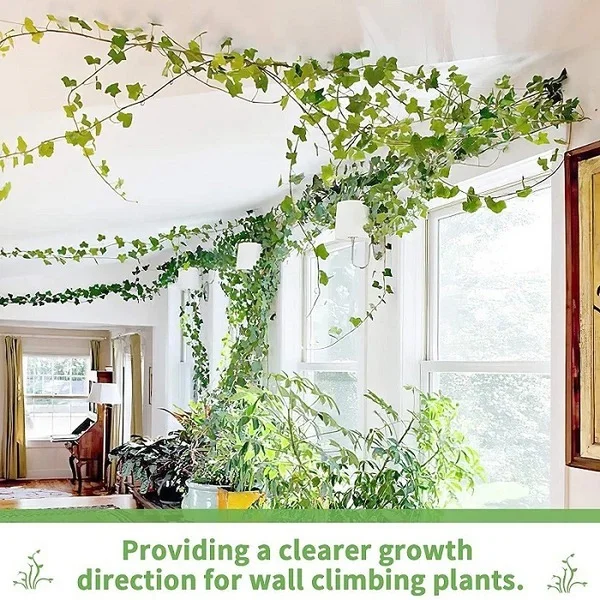 10 Pcs Leaf Shape Climbing Plant, Wall Vine Climbing Plant Support Hook Self-Adhesive Vines Traction Clips Leaf Shape Plant Fixer, Wire Fixing Cable Organizer with Adhesive Sticker
