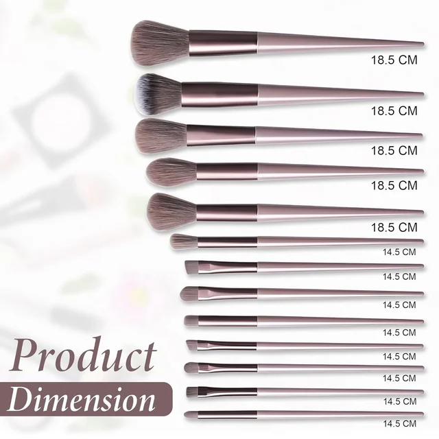 13 Pcs Brown Professional Makeup Brush Set with Pouch – Soft Synthetic Face & Eye Brushes