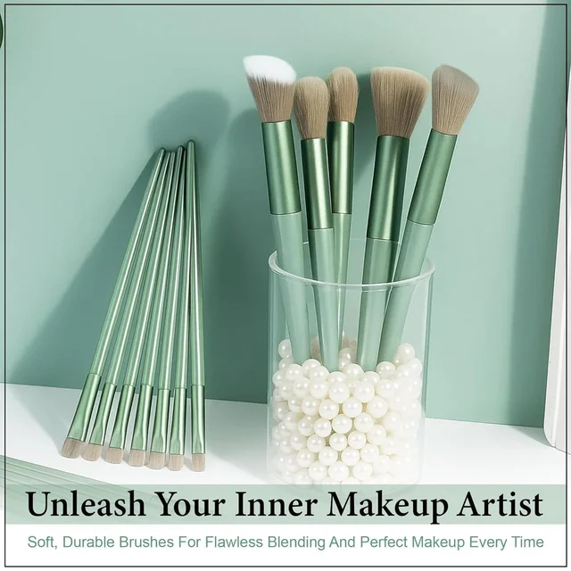 13 Pcs Professional Makeup Brush Set with Pouch – Soft Synthetic Bristle Beauty Brushes for Face & Eyes
