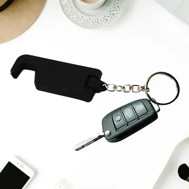 2 in 1 Plastic Keychain with Mobile Stand / Phone Holder (Multicolor)
