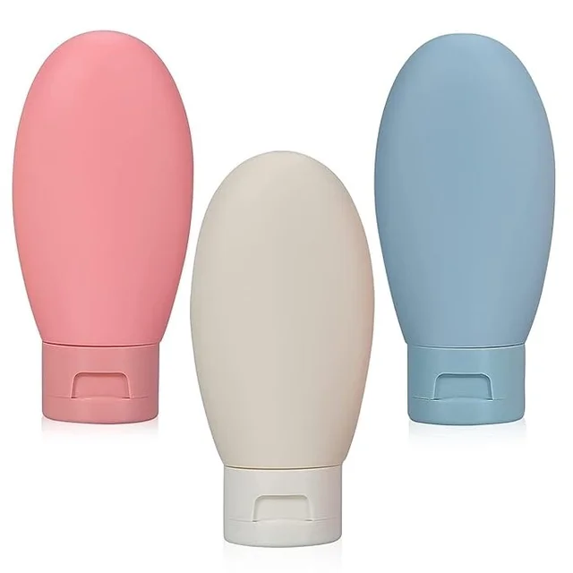 3 Pcs Leak-Proof Silicone Travel Bottles Set – Refillable Containers for Toiletries & Liquids