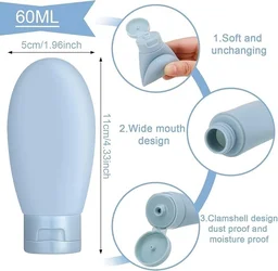 3 Pcs Leak-Proof Silicone Travel Bottles Set – Refillable Containers for Toiletries & Liquids