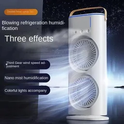 3-Hole Double Head Mist Spray Cooling Fan | Portable Mini Air Cooler & Desktop Humidifier Fan