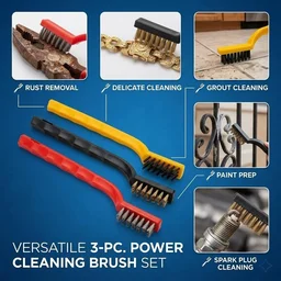 3-in-1 Gas Stove Cleaner Brush Set – Durable Kitchen Scrubbing Brushes for Stoves, Burners & Grates
