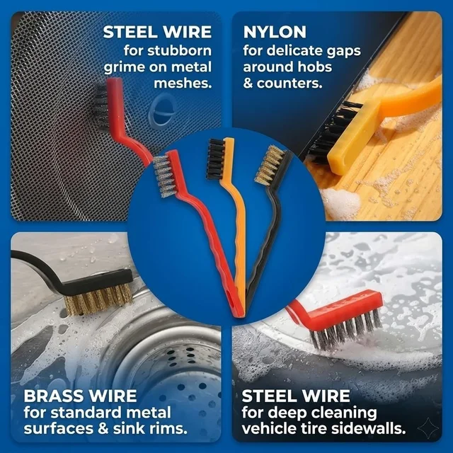 3-in-1 Gas Stove Cleaner Brush Set – Durable Kitchen Scrubbing Brushes for Stoves, Burners & Grates