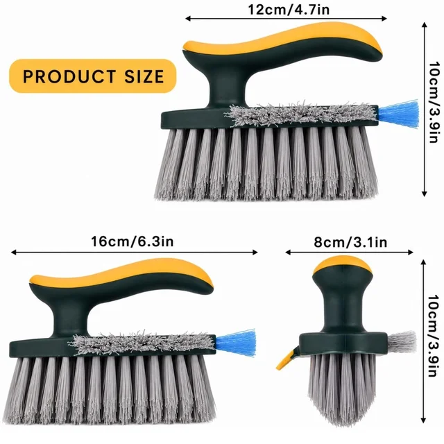 4-in-1 Tile Grout Cleaner Brush with Squeegee (Green) – V-Shape Gap & Crevice Scrub Brush