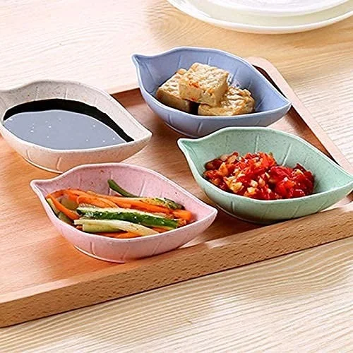 Leaf Shape Mini Dipping Bowls 1 PC– Stylish Ceramic Saucer Set for Chutney, Soy Sauce & Appetizers (Random Colors)