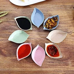 Leaf Shape Mini Dipping Bowls 1 PC– Stylish Ceramic Saucer Set for Chutney, Soy Sauce & Appetizers (Random Colors)