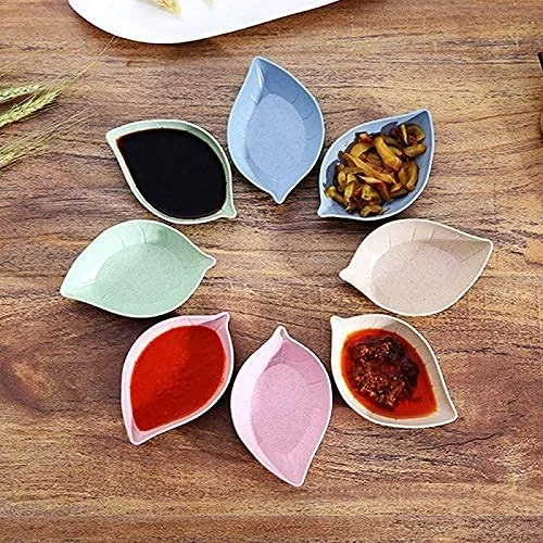 Leaf Shape Mini Dipping Bowls 1 PC– Stylish Ceramic Saucer Set for Chutney, Soy Sauce & Appetizers (Random Colors)