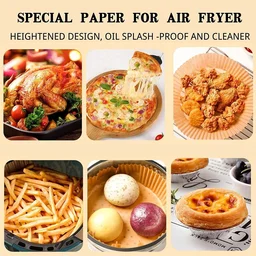 50 PCS Round Air Fryer Paper Liners | Disposable Non-Stick Parchment Sheets