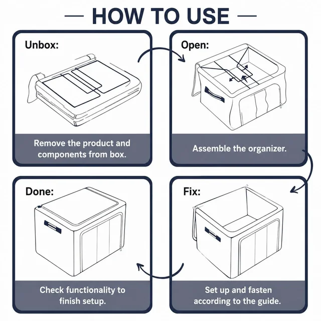 66L Collapsible Fabric Storage Box with Steel Frame – Large Clothes & Blanket Organizer