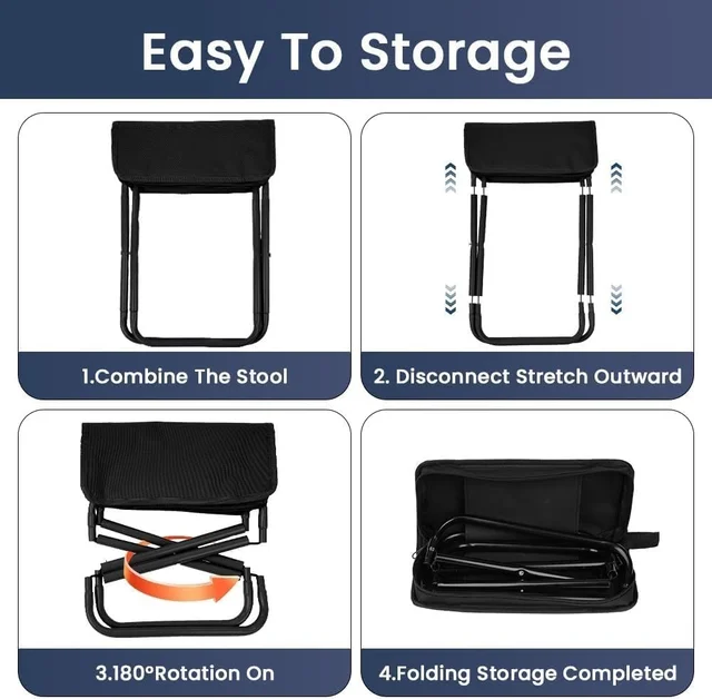 Premium Folding Camping Stool | Portable Lightweight Mini Travel Seat with Carrying Bag
