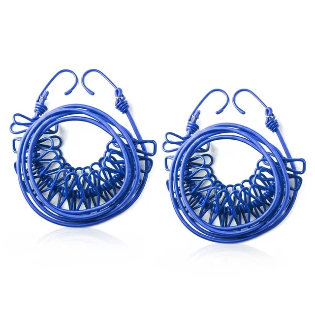 12 Clip Windproof Cloth Hanger Rope – Portable Elastic Clothesline with Pegs for Home & Travel