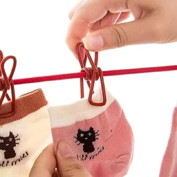 12 Clip Windproof Cloth Hanger Rope – Portable Elastic Clothesline with Pegs for Home & Travel