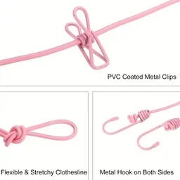 12 Clip Windproof Cloth Hanger Rope – Portable Elastic Clothesline with Pegs for Home & Travel