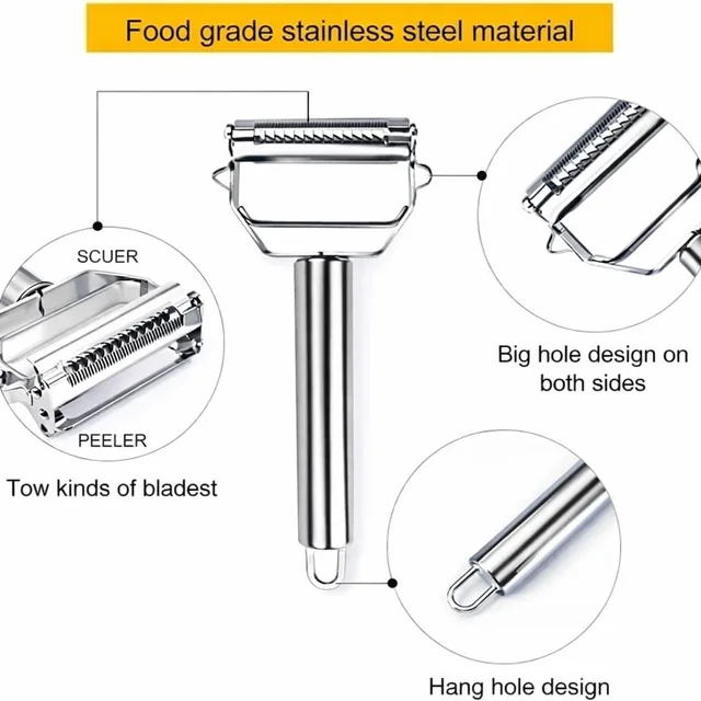 2-in-1 Dual Blade Stainless Steel Vegetable Peeler & Julienne Cutter