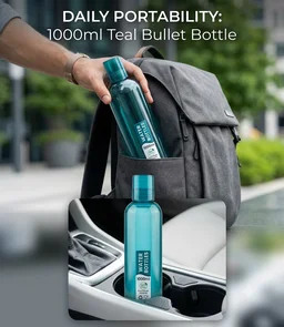 1000ml PET Water Bottles with Leakproof Pianoo Cap – 1 PC (Amber, Purple, Grey, Teal) | BPA-Free Food Grade Storage Bottles for Home, Office & Refrigerator
