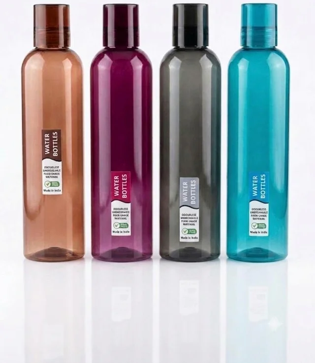1000ml PET Water Bottles with Leakproof Pianoo Cap – 1 PC (Amber, Purple, Grey, Teal) | BPA-Free Food Grade Storage Bottles for Home, Office & Refrigerator