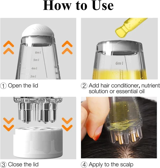 Hair Oil Applicator Bottle with Root Comb – Scalp Oiling & Hair Care Dispenser