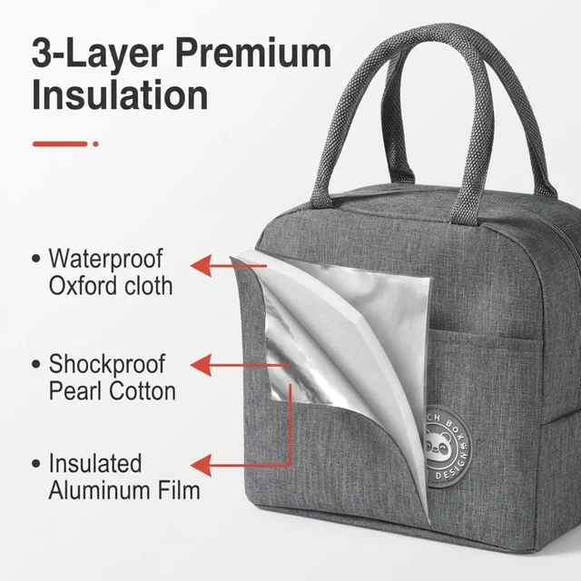 5L Insulated Cooler Lunch Bag – Portable Thermal Food Storage Bag for Office, School & Travel