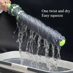 Self-Wringing Microfiber Twist Mop (Grey) – Hands-Free Floor Cleaning Mop for Home & Office