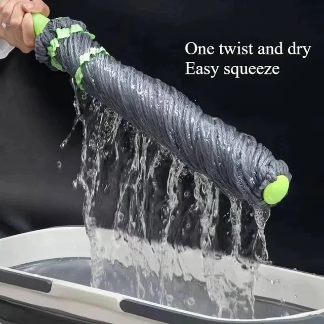 Self-Wringing Microfiber Twist Mop (Grey) – Hands-Free Floor Cleaning Mop for Home & Office