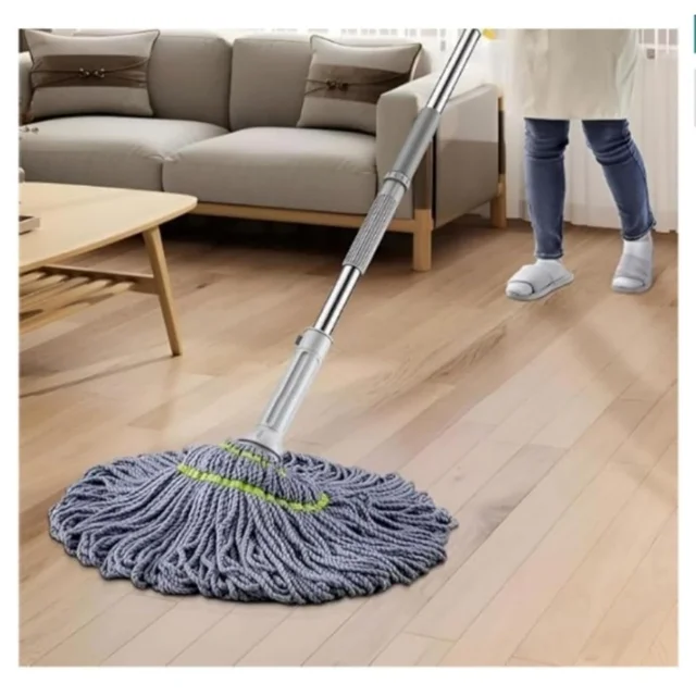 Self-Wringing Microfiber Twist Mop (Grey) – Hands-Free Floor Cleaning Mop for Home & Office