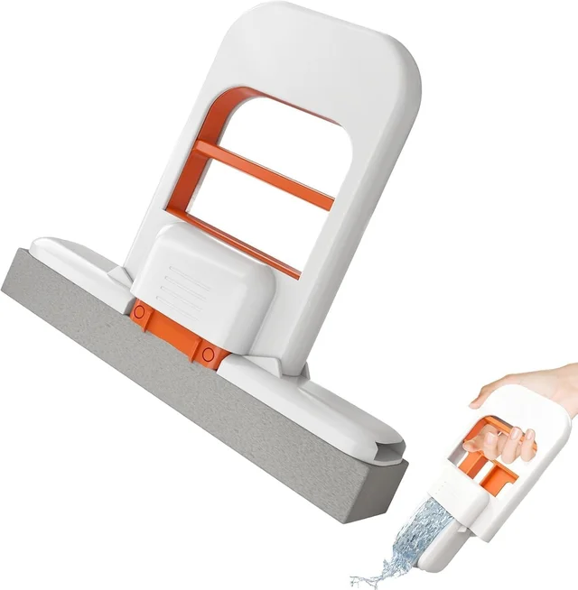 Mini Foldable Desktop Mop – Portable Self-Squeezing Hand-Free Sponge Mop for Countertops & Glass