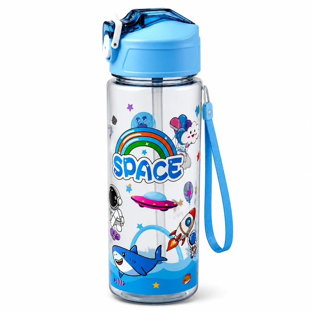 900ml Kids Space Water Bottle with Straw – BPA Free Leak-Proof Sipper Bottle for School, Travel, Sports & Outdoor Activities