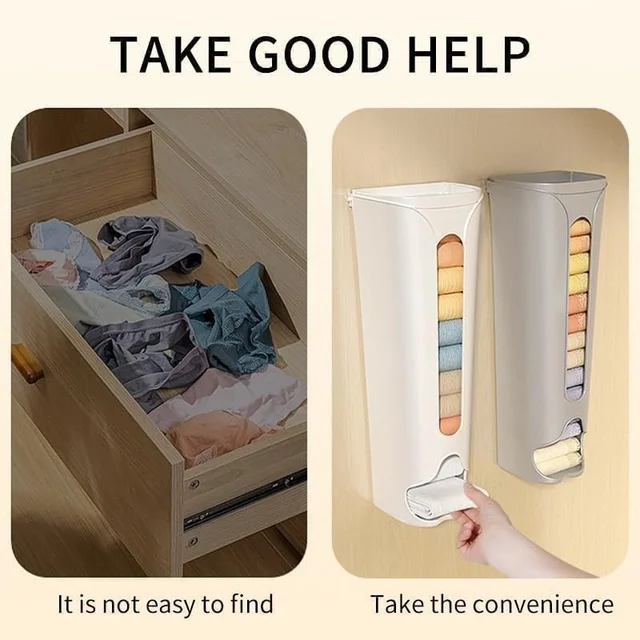 Wall-Mounted Underwear & Socks Storage Organizer Box with Removable Dividers | Clear Flip-Lid No-Drill Space-Saving Closet & Drawer Divider for Panties, Ties, Cables & Accessories