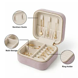 Luxury Velvet Jewellery Box – Portable Travel Jewellery Organizer Case for Rings, Earrings & Necklaces