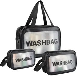 3 Pcs Waterproof Travel Washbag Set – Clear Toiletry & Cosmetic Pouch Organizer