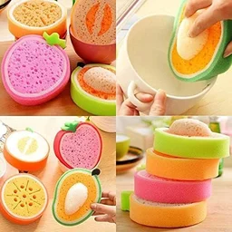 Fruit Shape Bath Sponge Multi-Functional Kitchen Washing Dishes Cleaning Sponge Fruit and Vegetable Washing Sponge, Bath Cleaning Sponge (Multicolor)