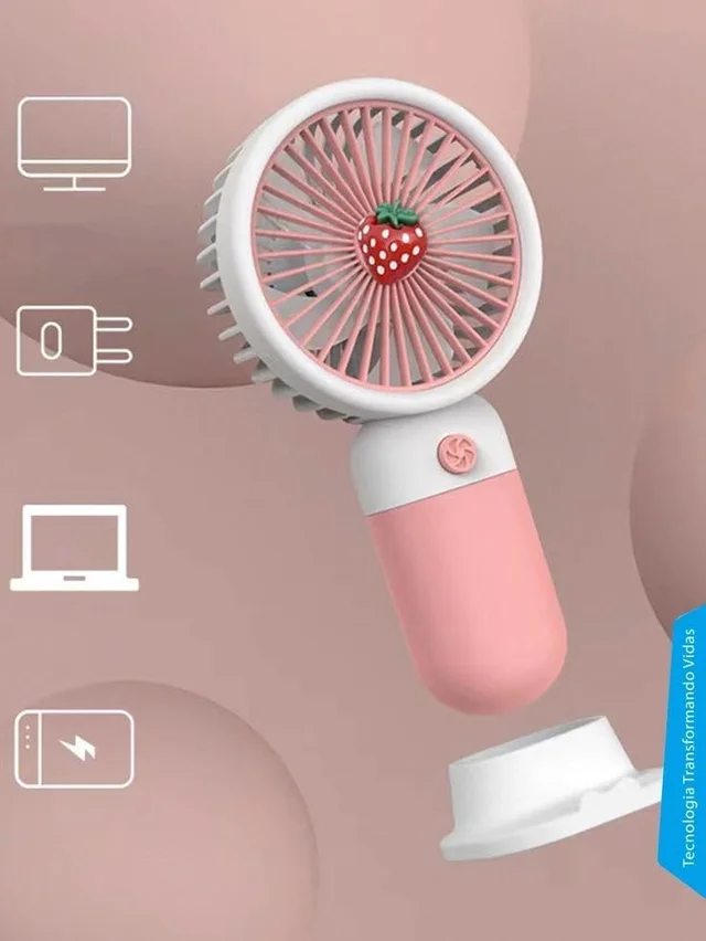 Korean Style Portable Mini Fan – Rechargeable USB Handheld Fan with 3-Speed Quiet Cooling