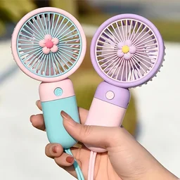 Korean Style Portable Mini Fan – Rechargeable USB Handheld Fan with 3-Speed Quiet Cooling