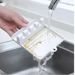 Plastic Oil Spill Spoon Resting Tray, 4 Slots Plastic Spoon Rest Mat Stand Cooking Spatula Holder Tray - Chopsticks Holder, Spoons, Ladles, Kitchen Accessories (Random Color)