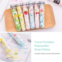 Portable Disposable Paper Soap Round Heart-shaped Mini Slice Sheets for Outdoor Washing Cleaning Hand Travel Camping Hiking (Random Color)