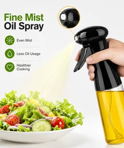 Oil Sprayer & Pourer Bottle for Cooking | Olive Oil Spray Bottle | Leak-Proof, BPA-Free, Refillable Fine Mist Oil Dispenser for Air Fryer, BBQ, Salad & Kitchen (210ml)