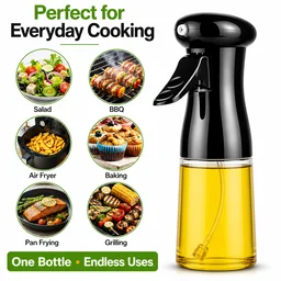 Oil Sprayer & Pourer Bottle for Cooking | Olive Oil Spray Bottle | Leak-Proof, BPA-Free, Refillable Fine Mist Oil Dispenser for Air Fryer, BBQ, Salad & Kitchen (210ml)