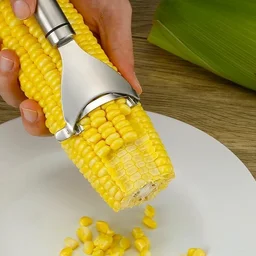Stainless Steel Corn Peeler - Cob Stripper Tool Thresher Removes Kernels in Seconds - Kitchen Gadget