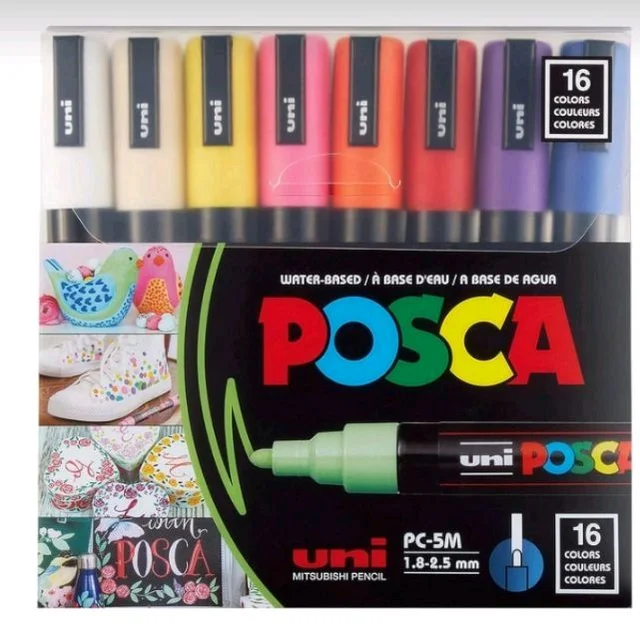 Posca Pen Marker Set - Water - Based - 1MR, 3M Tip - Choose Pack - Classic Shade - Set of 16