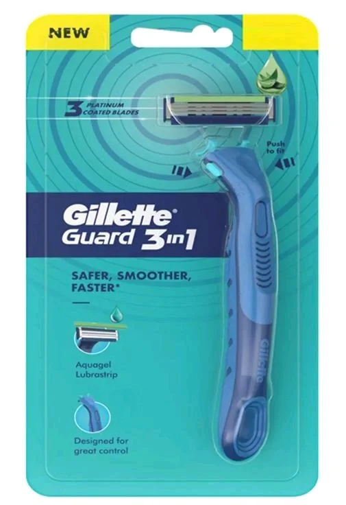 Gillette Guard 3 in 1 Men's Razor - ( 2 Cartridges + 1 Razor)