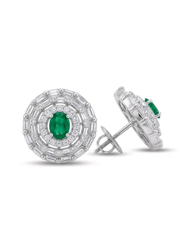 American Diamonds Silver Plated Earring - Hint of Green