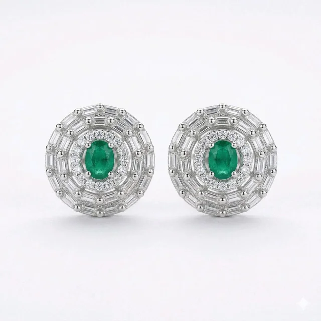 American Diamonds Silver Plated Earring - Hint of Green