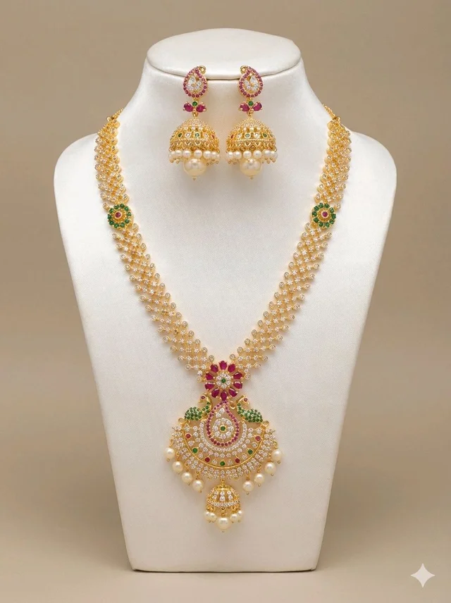 CZ South Indian necklace set