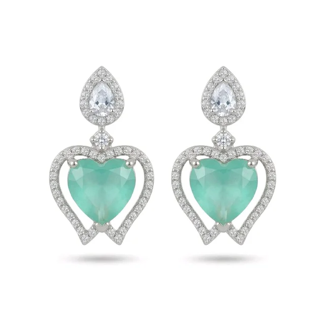 Eterna Heart Drop Earrings - Aqua Island