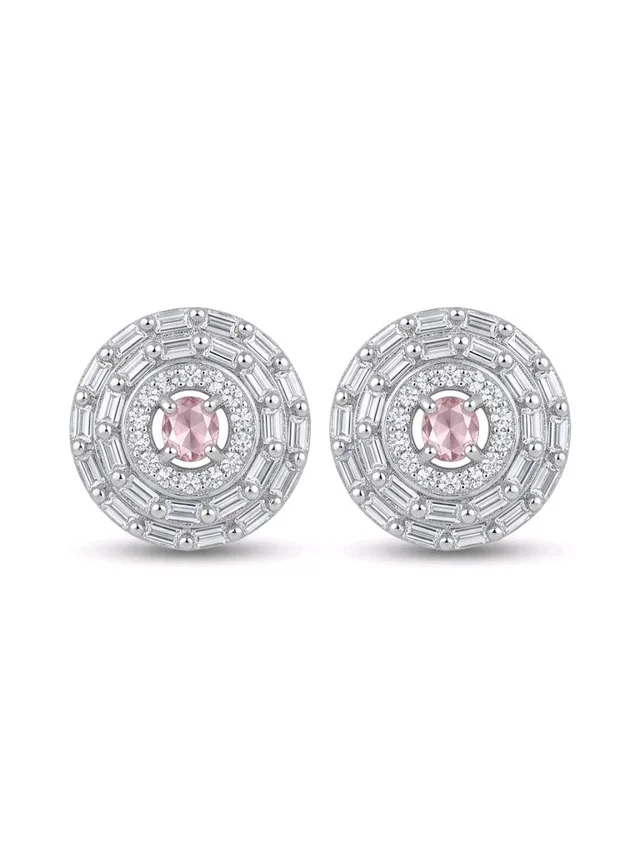 American Diamonds Silver Plated Earring - Pink Lace